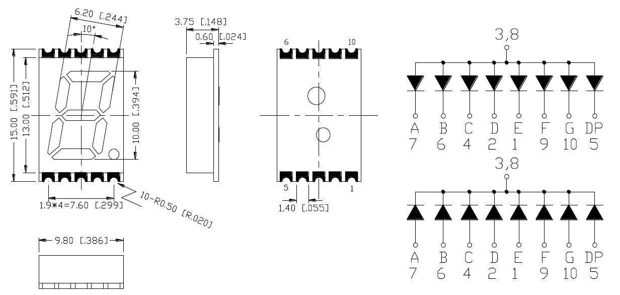 0,39 Zoll 1-stelliges SMD-Display 3911