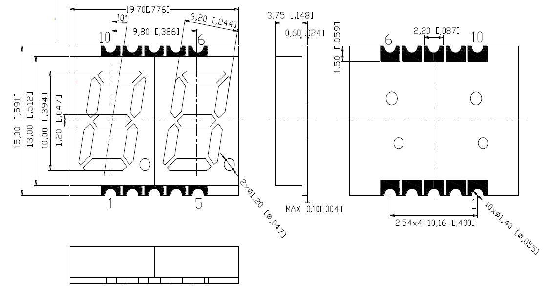 0,39 Zoll 2-stelliges SMD-Display 3922