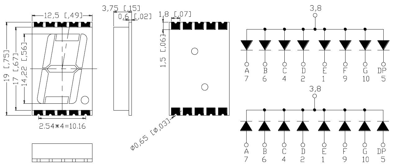 0,56 Zoll 1-stelliges SMD-Display 5612