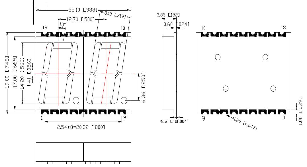 0,56 Zoll 2-stelliges SMD-Display 5622