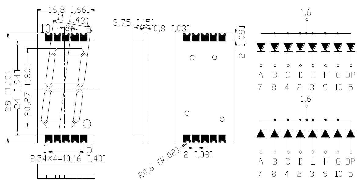 0,8 Zoll 1-stelliges SMD-Display 8011