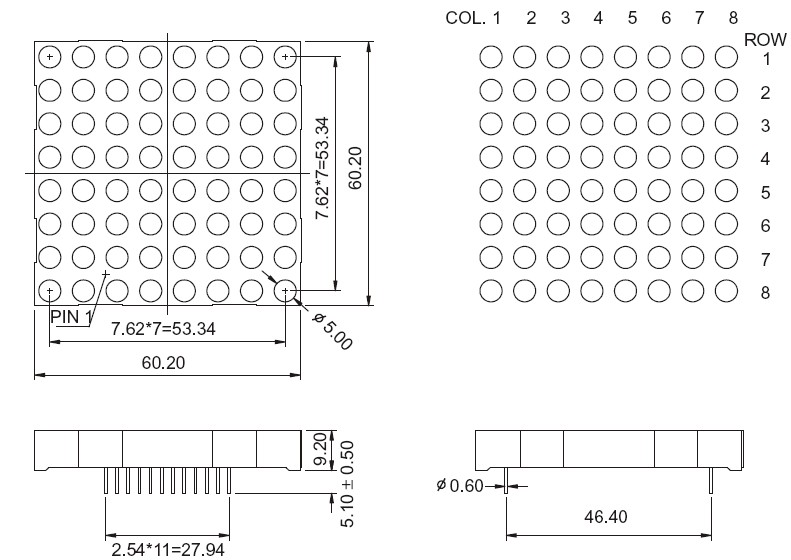 2,3 Zoll 8x8 Dual Color Dot Matrix LED-Anzeige