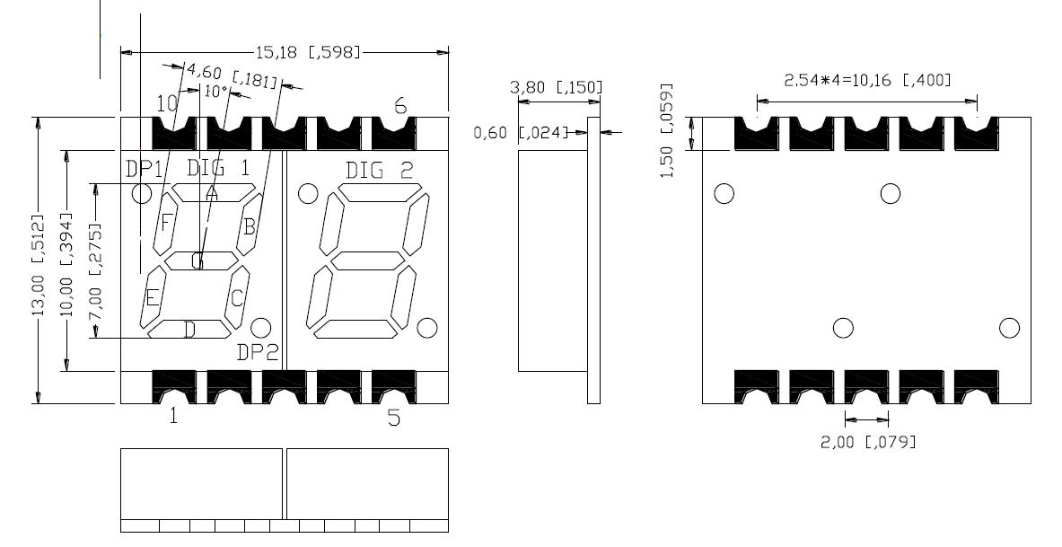 0,28 Zoll 2-stelliges SMD-Display 2821 