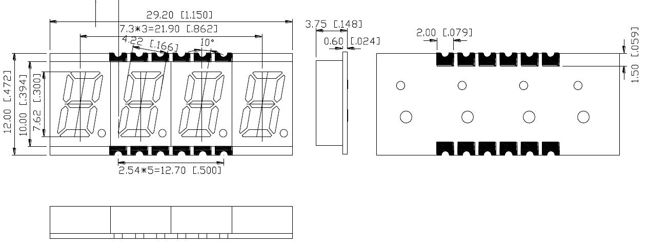 0,3 Zoll 4-stelliges SMD-Display 3040