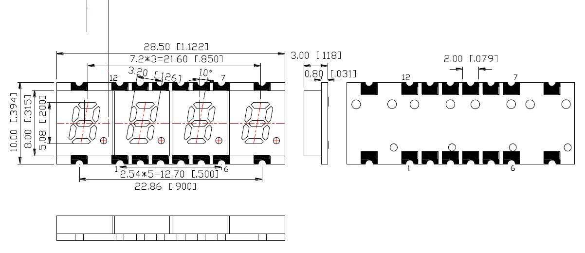 0,2 Zoll 4-stelliges SMD-Display