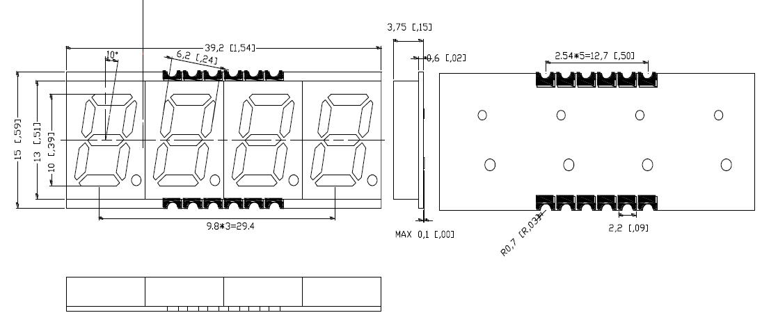 0,39 Zoll 4-stelliges SMD-Display 3940