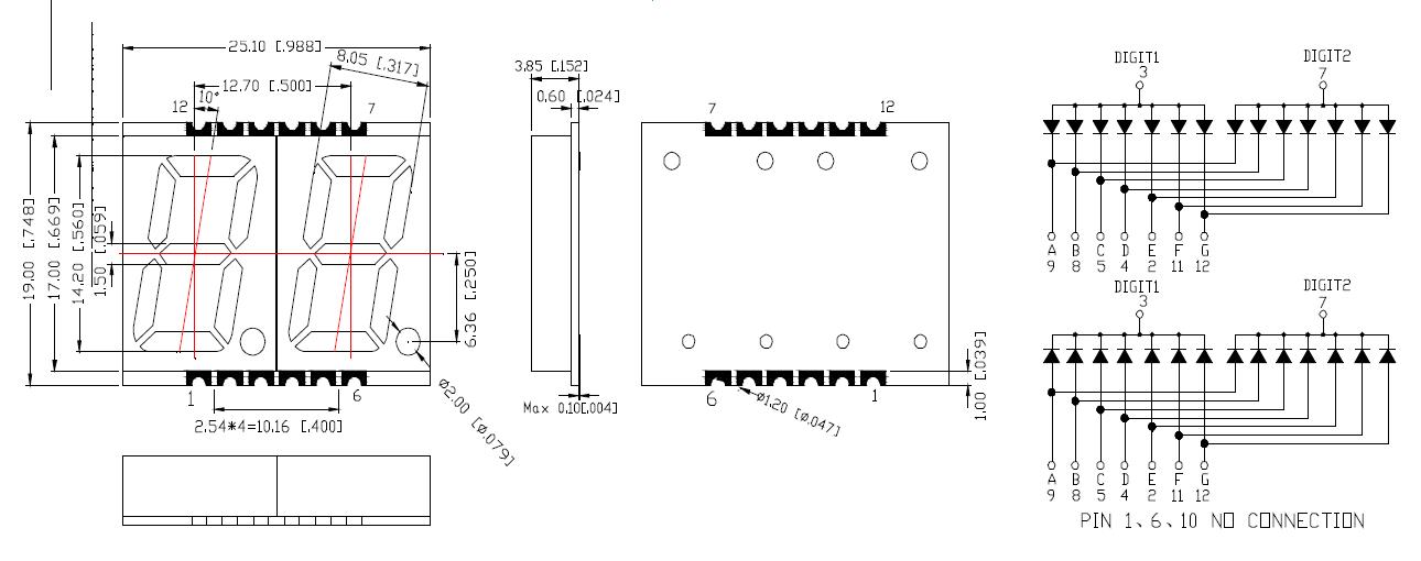 0,56 Zoll 2-stelliges SMD-Display 5621