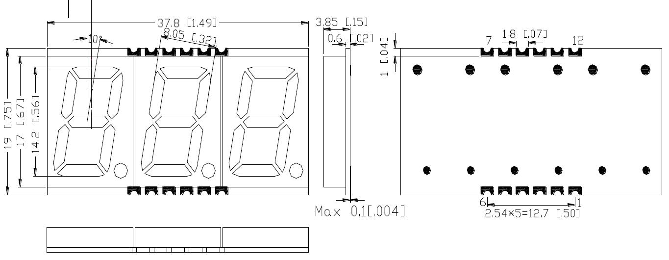 0,56 Zoll 3-stelliges SMD-Display 5630