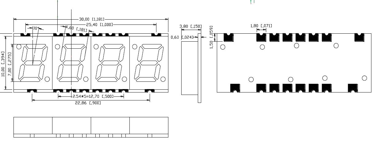 0,28 Zoll 4-stelliges SMD-Display 2840