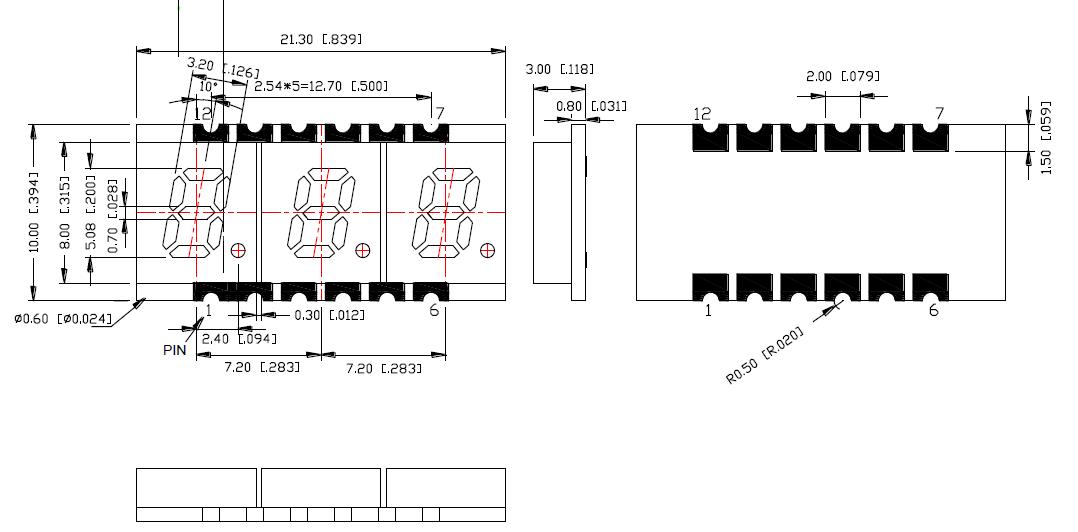 0,2 Zoll 3-stelliges SMD-Display 2030