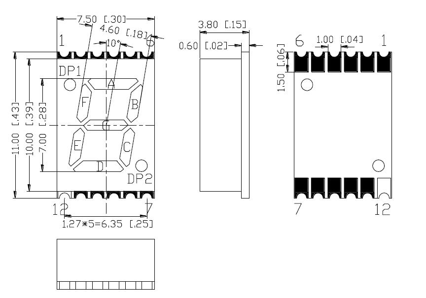 0,28 Zoll 1-stelliges SMD-Display 2811 