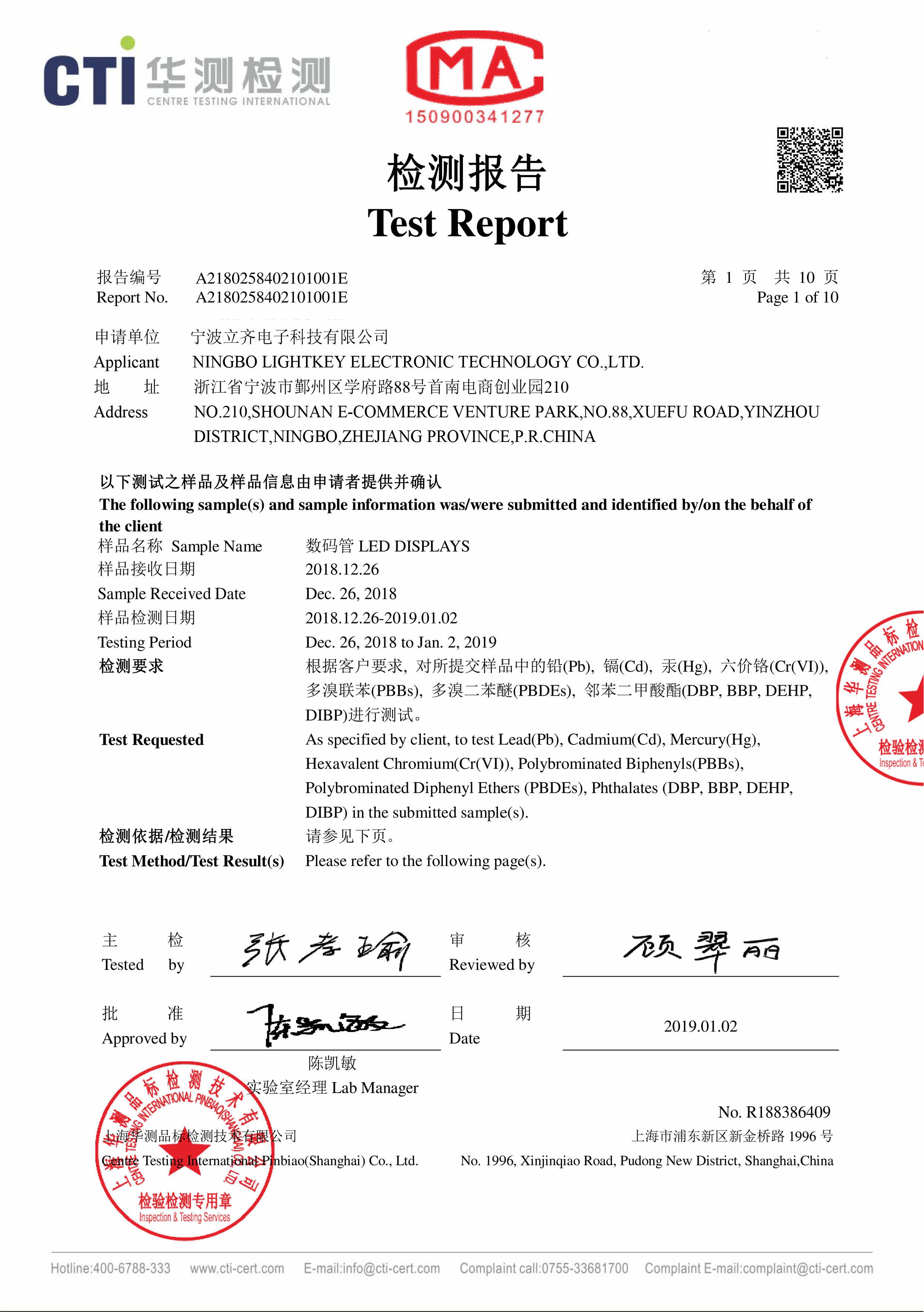 LITEKEY-2019 LED-ANZEIGEN-ROHS FP