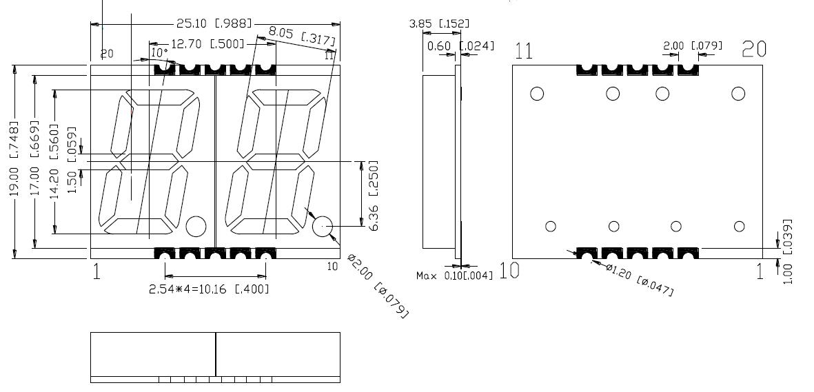 0,56 Zoll 2-stelliges SMD-Display 5620