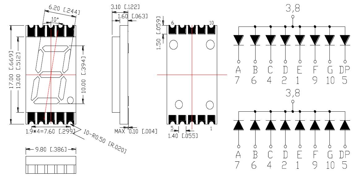 0,39 Zoll 1-stelliges SMD-Display 3913