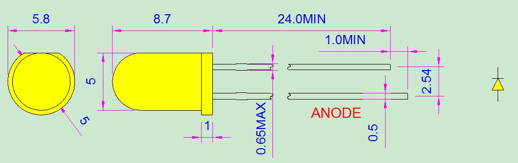 5 mm gelbe LED-Lampe