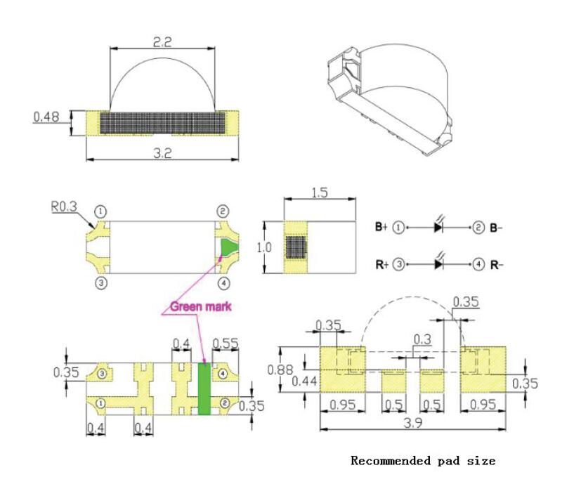 1204 Red Blue Chip LED