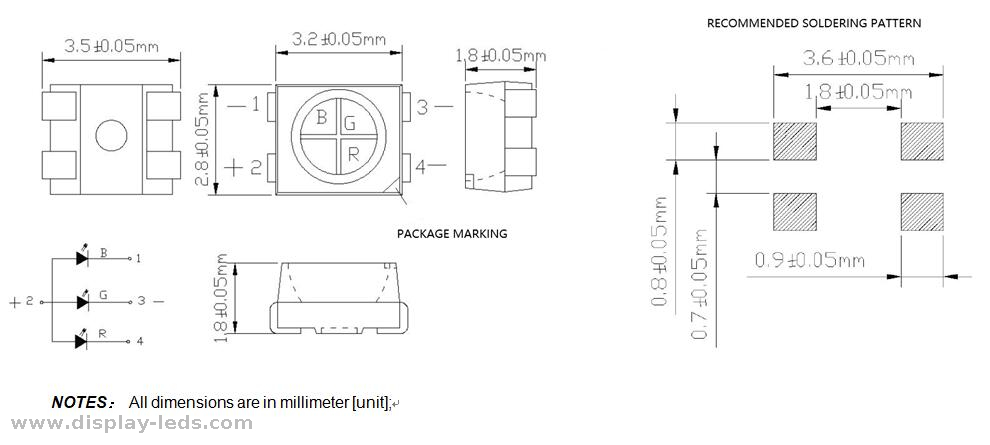 ROHS -konforme RGB 4 Pins 3528 SMD geführt vom Experten China Hersteller