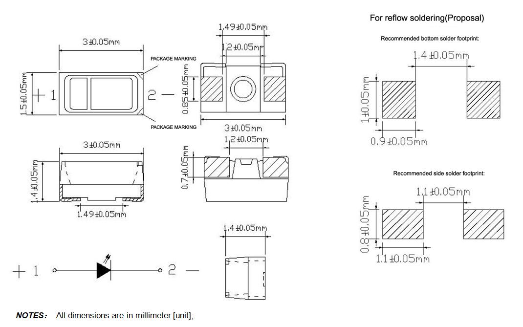 3014 Seitenansicht SMD LED
